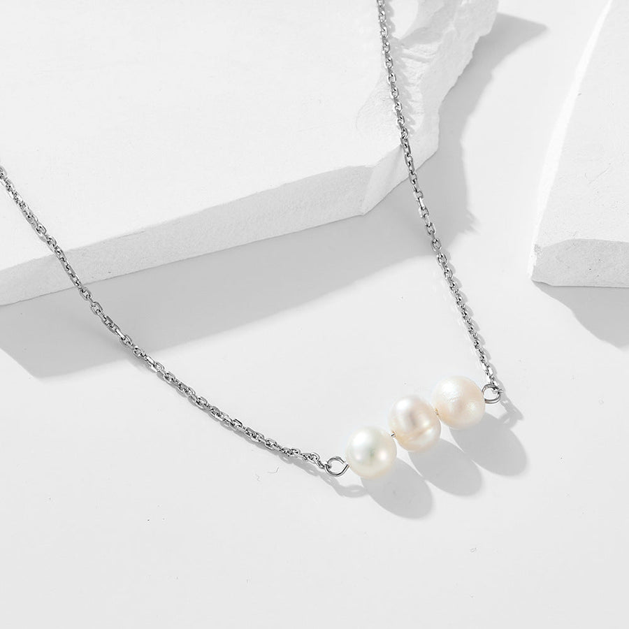 Elegant Natural Pearls Sterling Silver Necklace Carly Jewelry