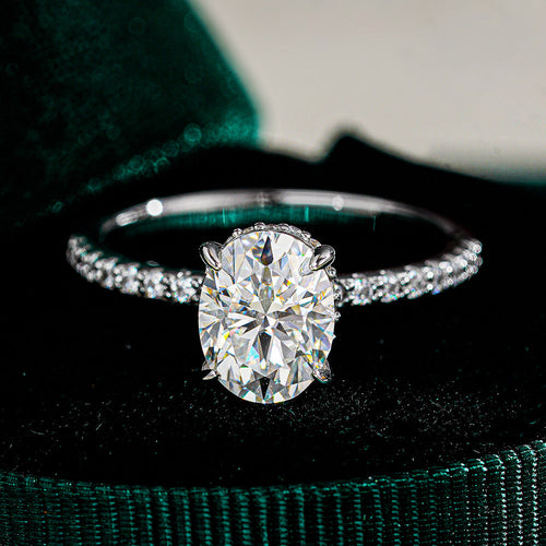 Classic Oval Moissanite Solitaire Engagement Ring in 925 Sterling Silver Shine of Diamond