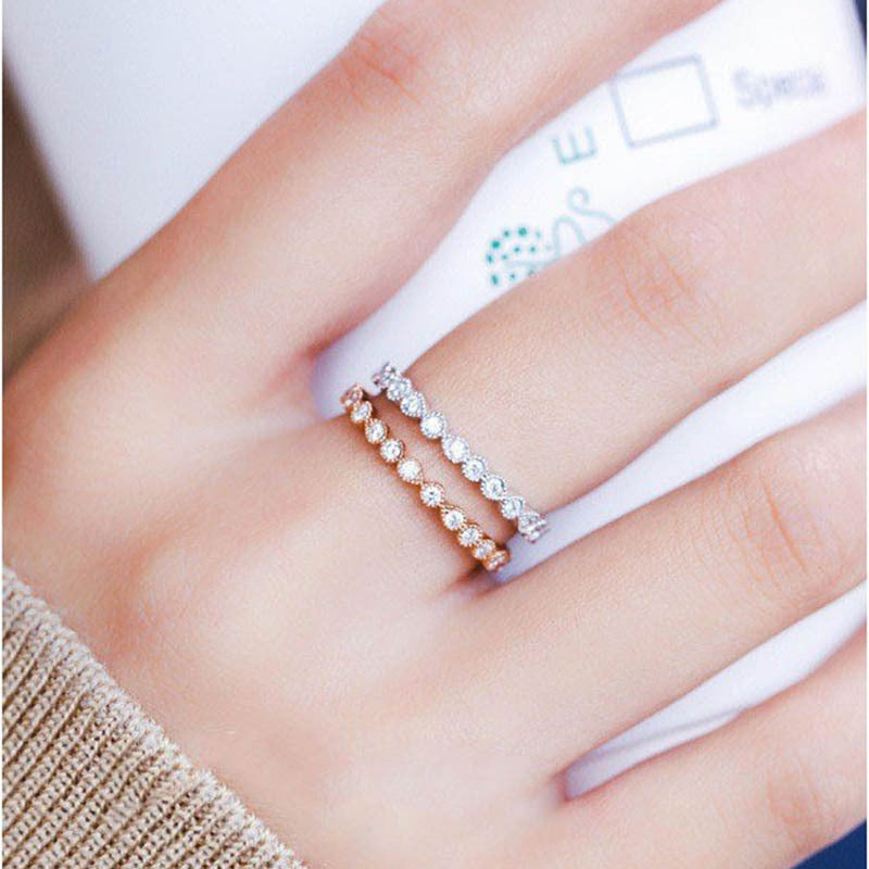 Round Cut Eternity Sterling Silver Ring Band Shine of Diamond