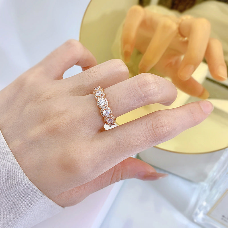 Halo Round Cut Eternity Sterling Silver Wedding Band shine of diamond