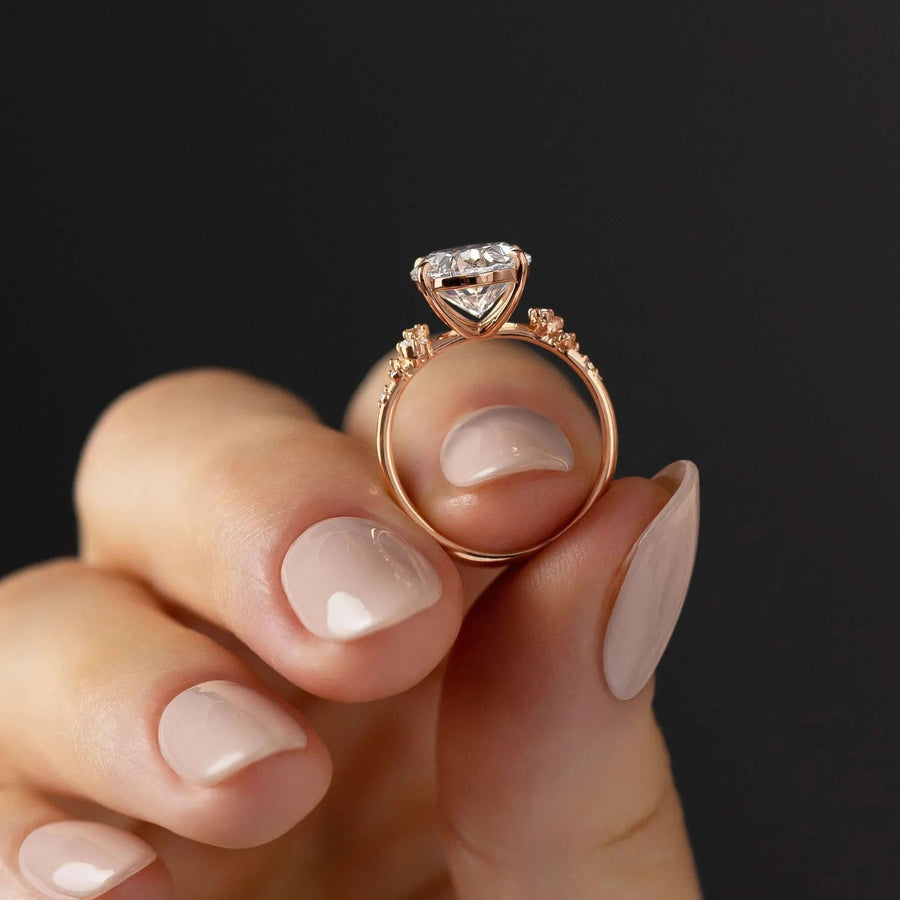Unique Design Oval Cut Sterling Silver Engagement Ring Shine of Diamond