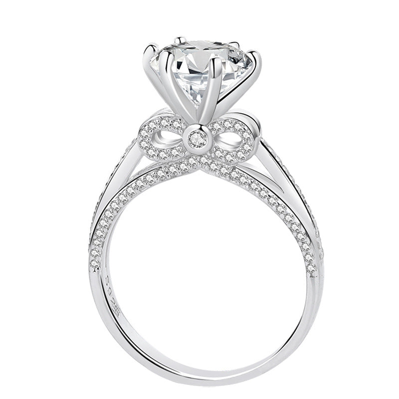 Sparkle 3.0ct bowknot Design  Moissanite Engagement Ring shine of diamond
