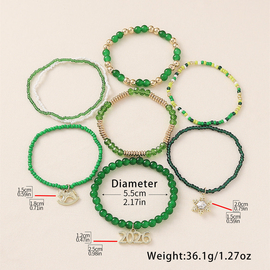 2026 Year of the Horse Zodiac Beaded Stacking Bracelet Set Shine of Diamond