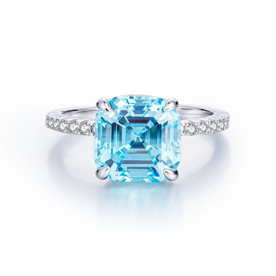 Unique 4.0ct Cushion Cut Paraiba Tourmaline Engagement Ring with Hidden Halo shine of diamond