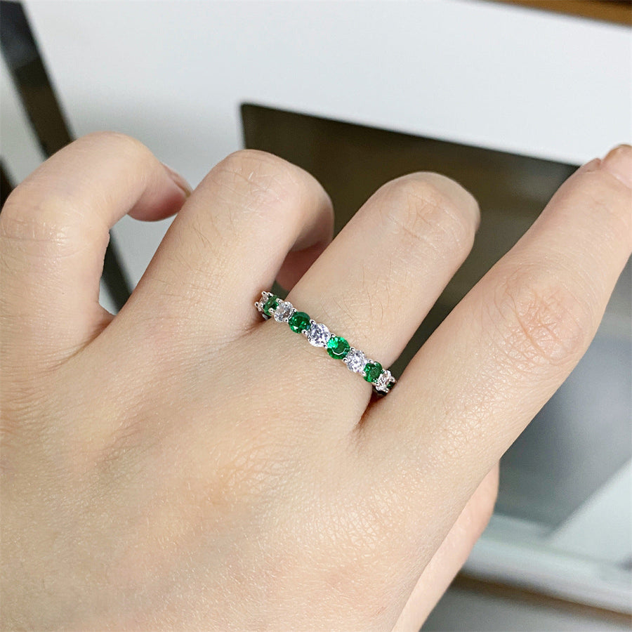 Stunning Sterling Silver Rainbow Color Eternity Band Ring for Women shine of diamond
