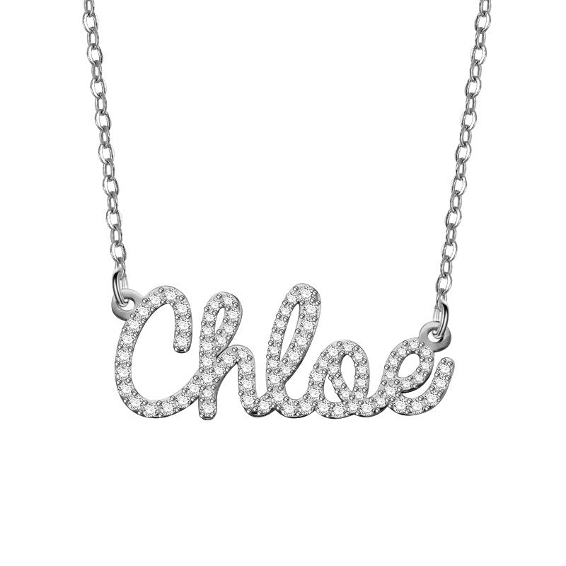Personalized Full Pave Name Necklace in 925 Sterling Silver Shine of Diamond