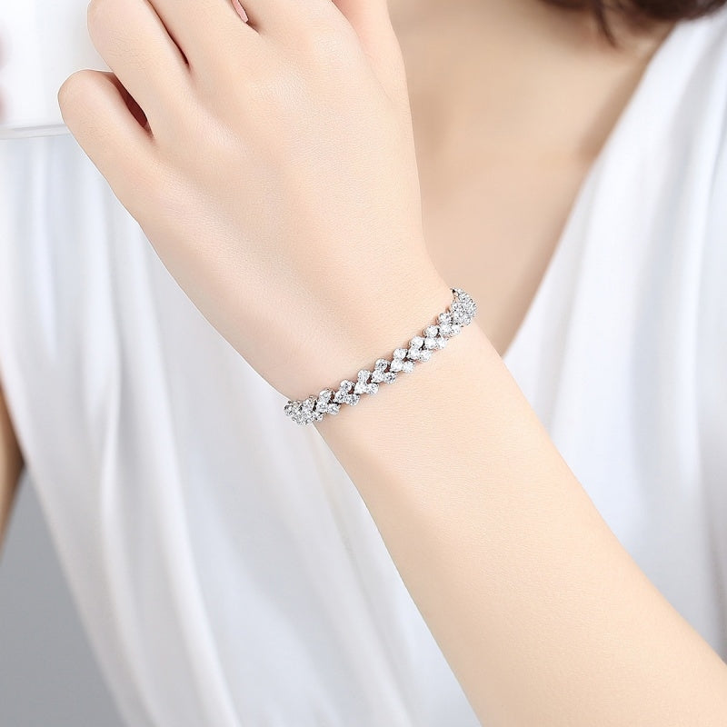 Exquisite Tennis Bracelet In Sterling Silver Shineofdiamond