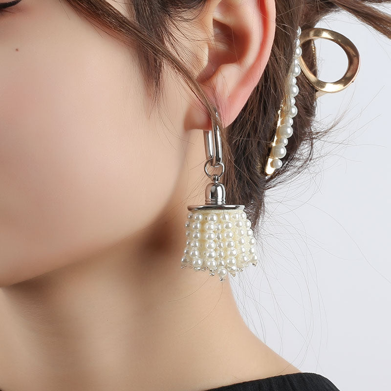 Retro Baroque Lantern Fringe Pearl Drop Earrings Dazzleyesjewelry