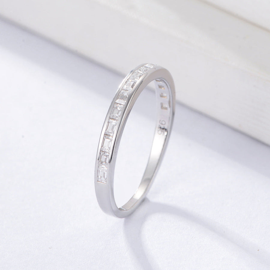 Simple Geometric Sterling Silver Band Shine of Diamond