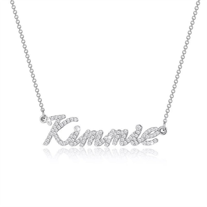 Personalized Full Pave Name Necklace in 925 Sterling Silver Shine of Diamond