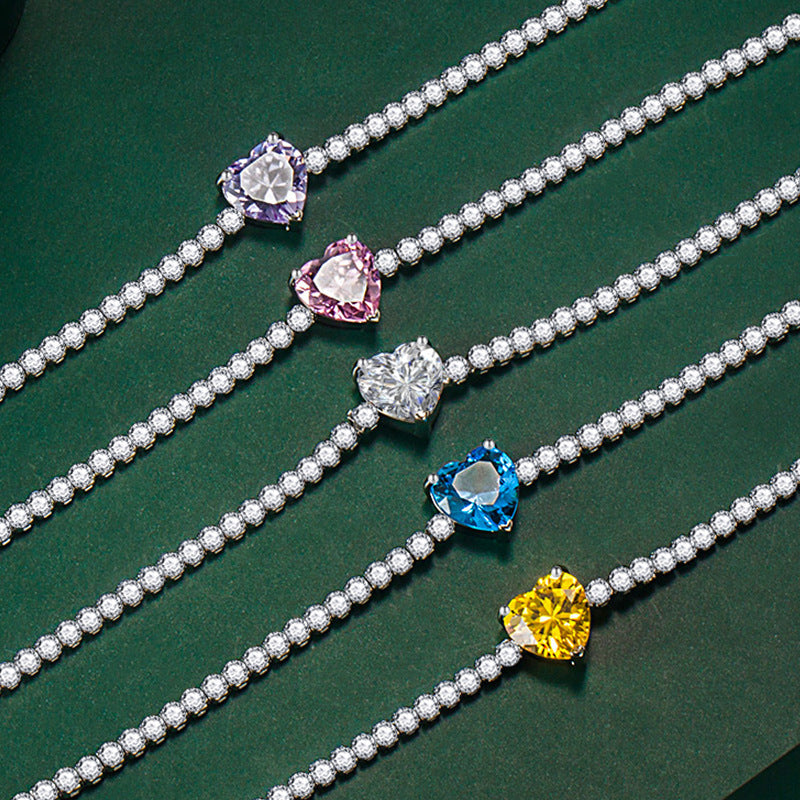 Sweet Heart Cut Tennis Bracelet In Silver Tone Dazzleyesjewelry