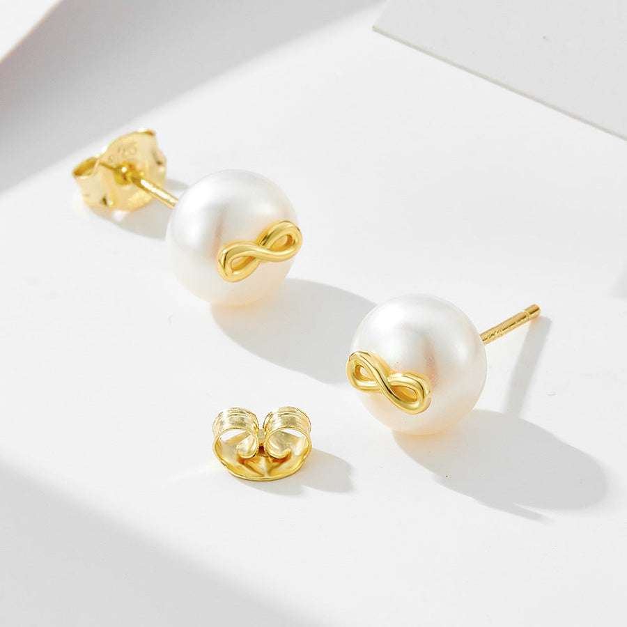 Infinity Pearls Sterling Silver Stud Earrings Carly Jewelry