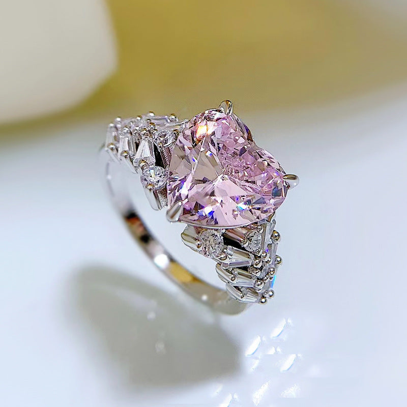 Exquisite 3 Prong Purple Heart Cut Engagement Ring In Sterling Silver shineofdiamond