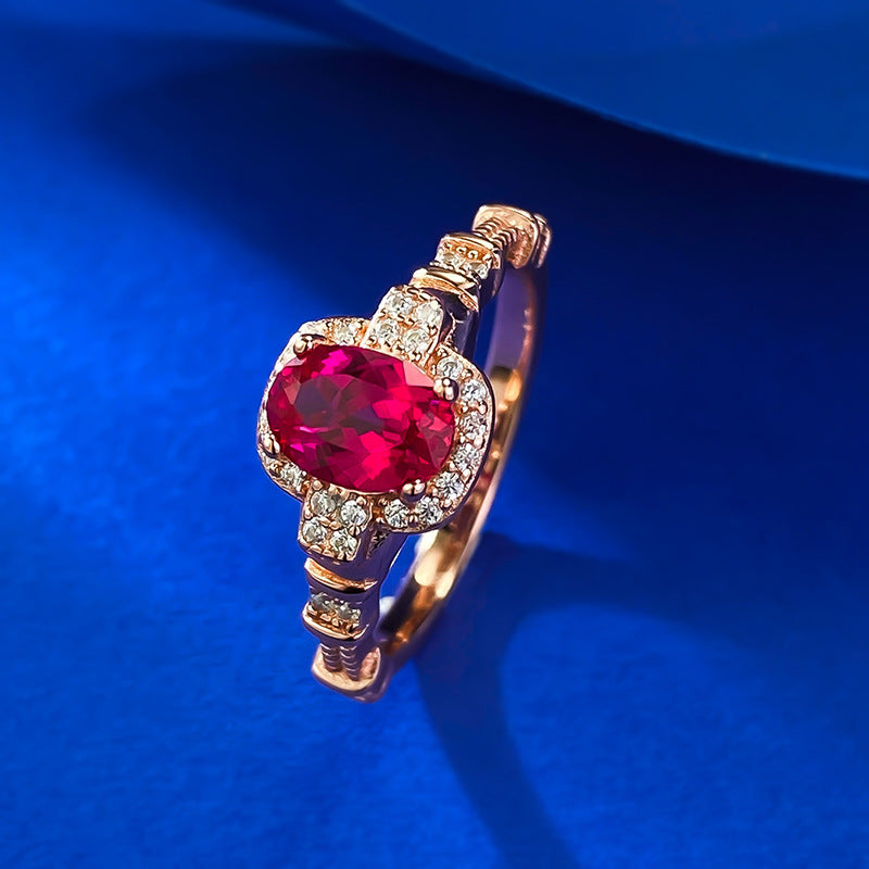 Vintage Design Ruby Oval Cut Sterling Silver Engagement Ring shineofdiamond
