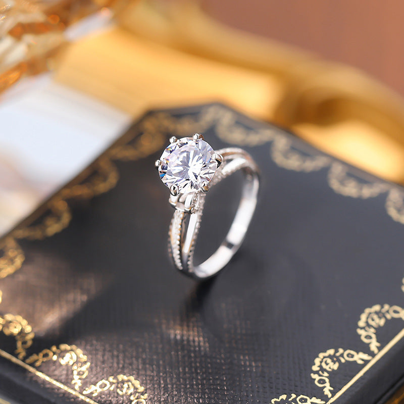 Sparkle 3.0ct bowknot Design  Moissanite Engagement Ring shine of diamond
