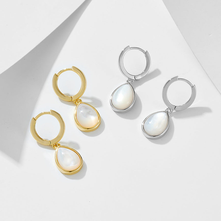 Pear Shape Design Natural Shell Hoop Earrings Carly Jewelry
