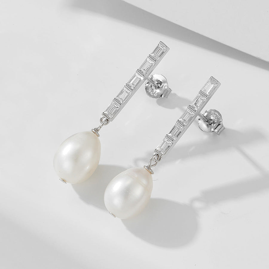 Elegant Pearls Sterling Silver Drop Earrings Carly Jewelry