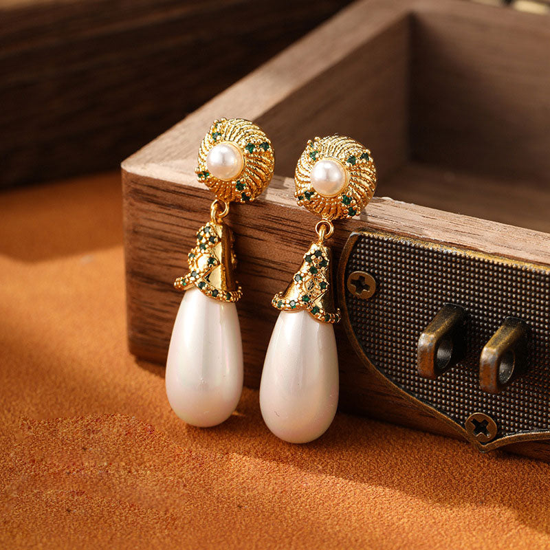 Luxury Vintage Flower Enamel Heart Earrings Carly Jewelry