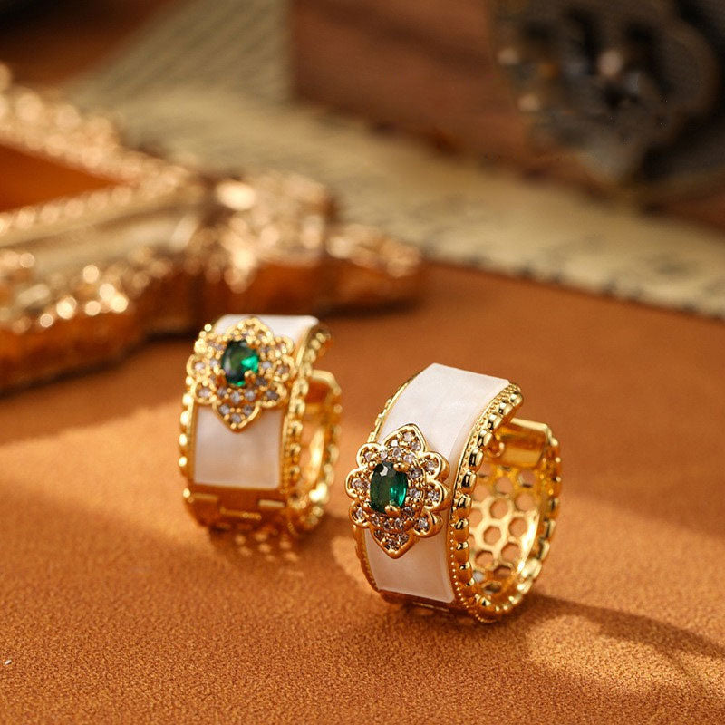 Luxury Vintage Flower Enamel Heart Earrings Carly Jewelry