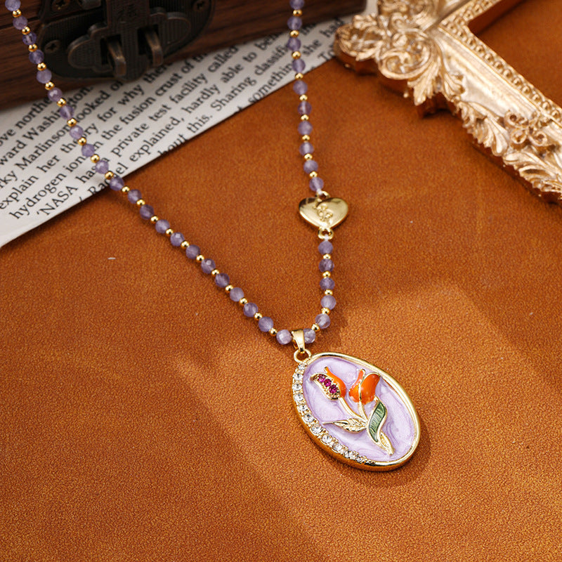 Tulip Cat's Eye Beaded Necklace For Women Carly Jewelry