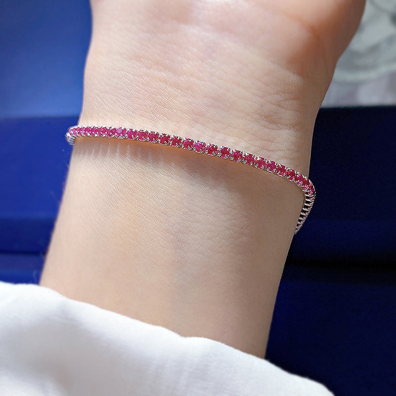 Women's Classic Multi-Color Tennis Bracelet in Sterling Silver Shineofdiamond