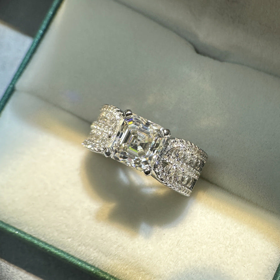Handmade Asscher Cut 2.5ct Sterling Silver Engagement Ring Shine of Diamond