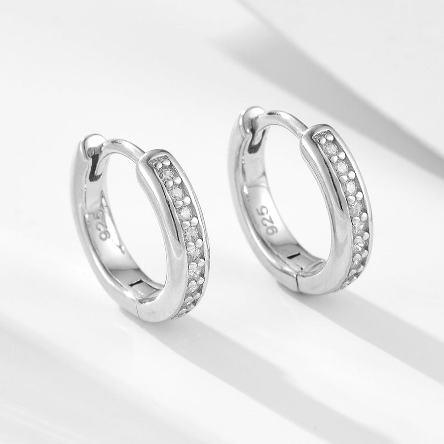 Classic Paved Sterling Silver Drop Earrings Shine of Diamond