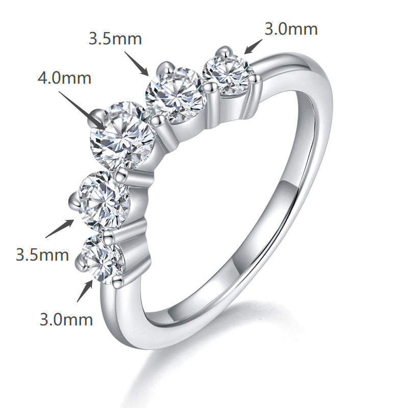 V Shape Moissanite Stackable Band in Sterling Silver shine of diamond