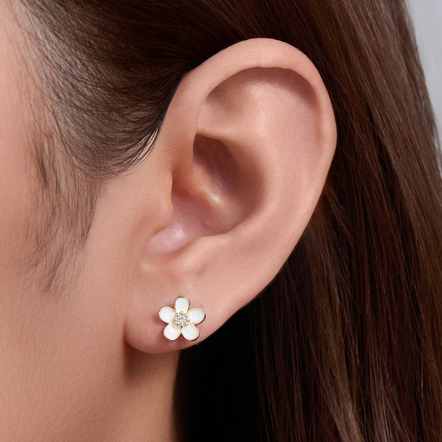 Cute Floral Sterling Silver Stud Earrings Carly Jewelry