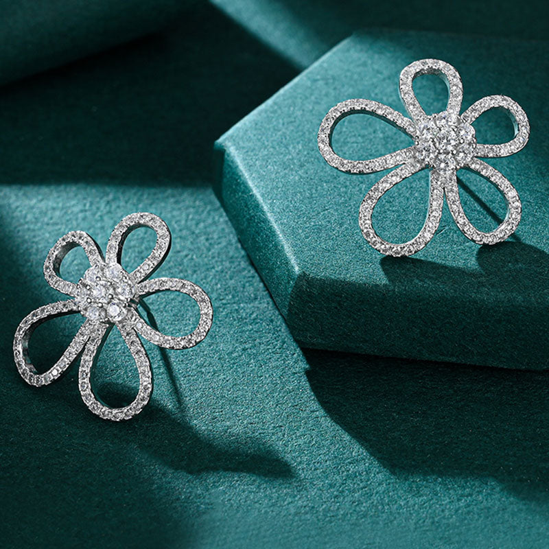 Flower Design Sterling Silver Stud Earrings Dobrilajewelry