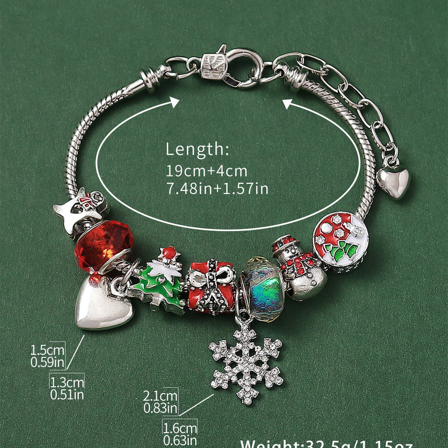 Christmas Tree Snowman Beaded Bracelet Shine of Diamond