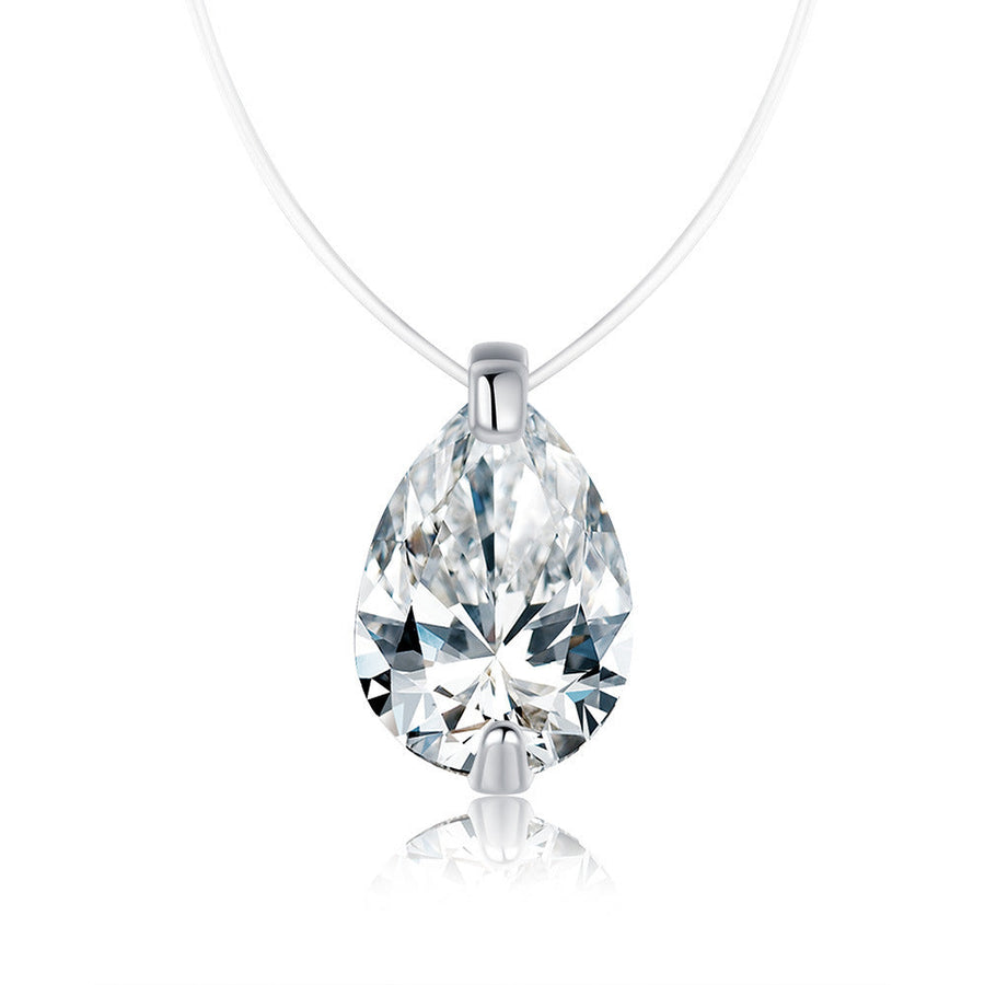 Mermaid Tears Design Pear Cut Moissanite Necklace Shine of Diamond