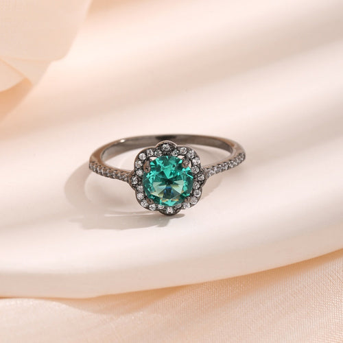 Vintage Paraiba Flower Design Sterling Silver Ring Carly Jewelry