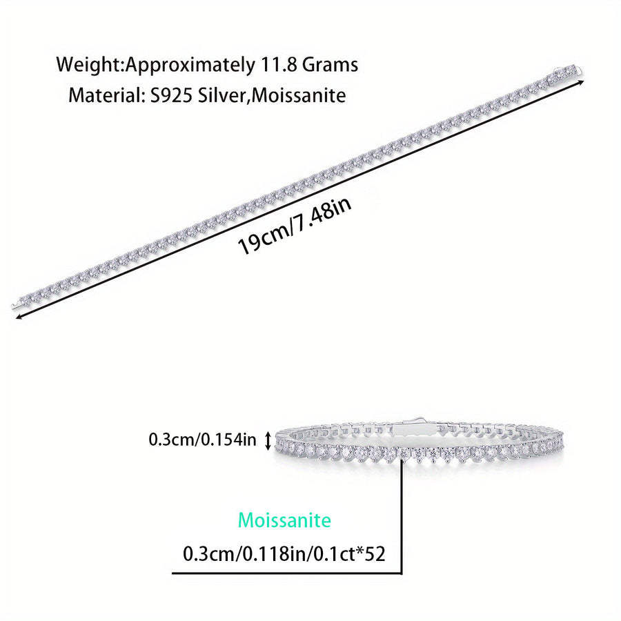 Unique Design Round Cut Moissanite Sterling Silver Tennis Bracelet shine of diamond