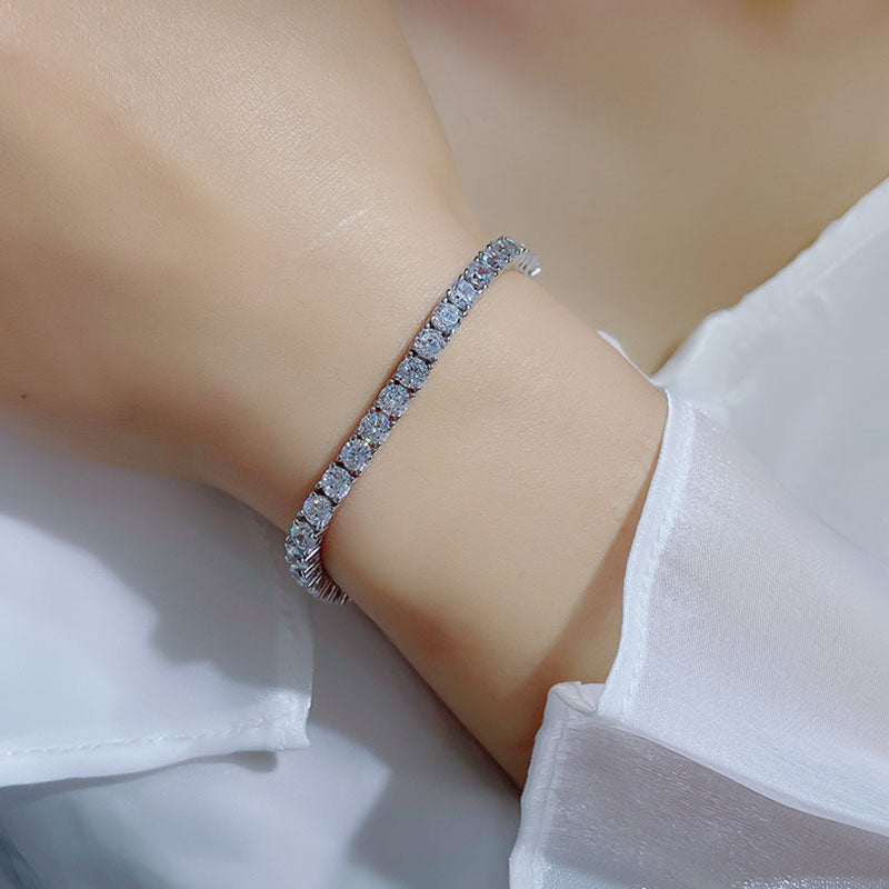 Exquisite Round Cut 925 Sterling Silver Tennis Bracelet Shineofdiamond