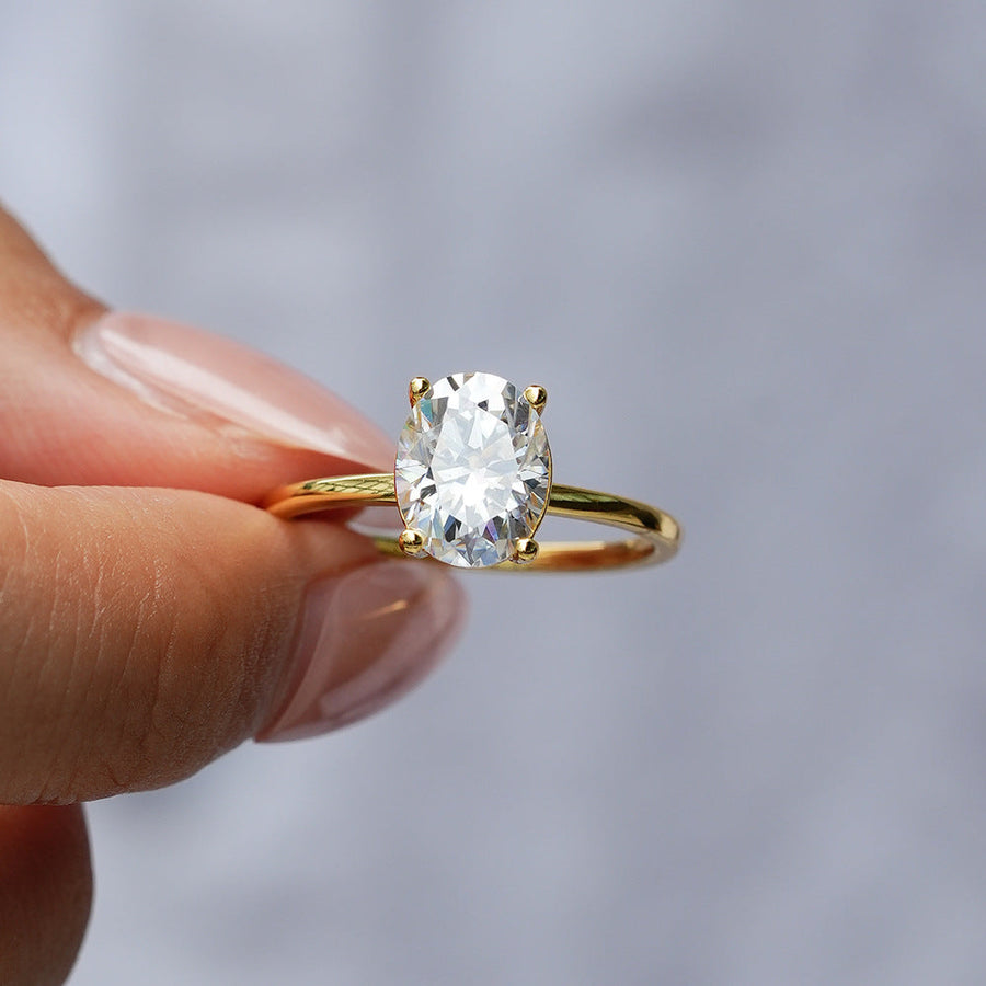 Timeless Oval Cut Sterling Silver Moissanite Engagement Ring Shine of Diamond