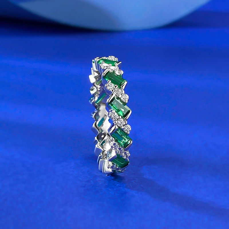 Emerlad Green Eternity Sterling Silver Band Carly Jewelry