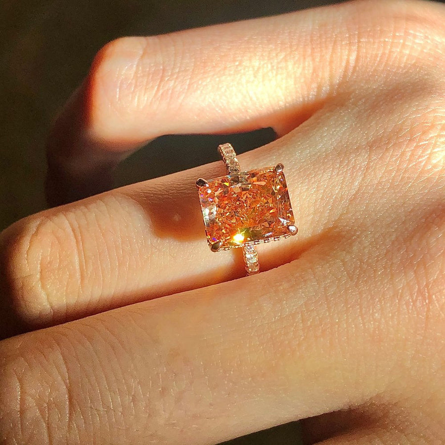 Elegant Rose Golden Engagement Ring in 925 Sterling Silver shine of diamond