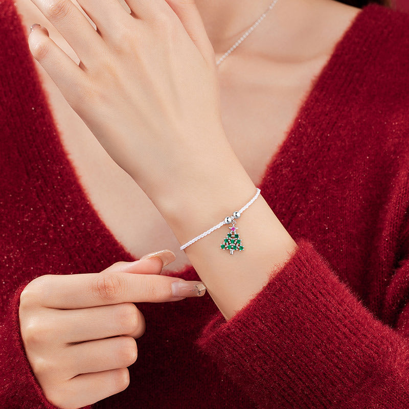 Christmas Tree 925 Sterling Silver Bracelet Shine of Diamond