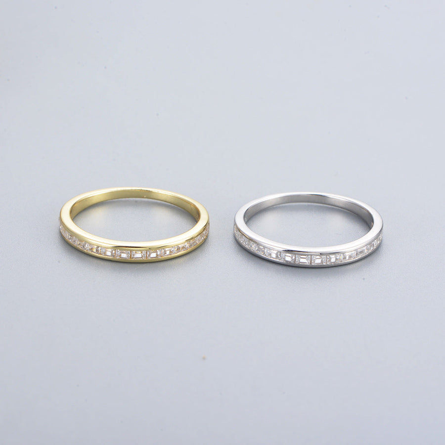 Simple Geometric Sterling Silver Band Shine of Diamond