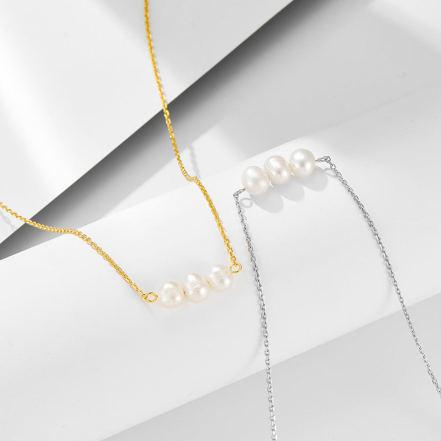 Elegant Natural Pearls Sterling Silver Necklace Carly Jewelry