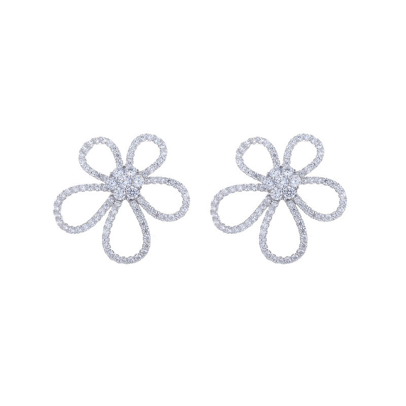 Flower Design Sterling Silver Stud Earrings Dobrilajewelry