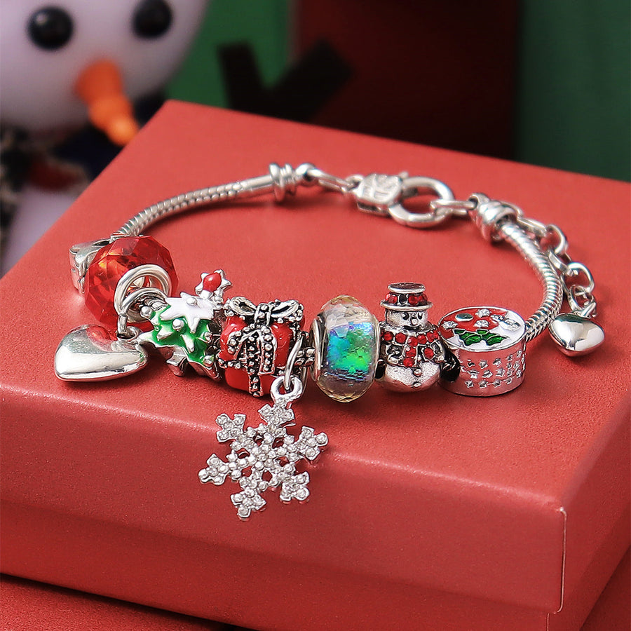 Christmas Tree Snowman Beaded Bracelet Shine of Diamond