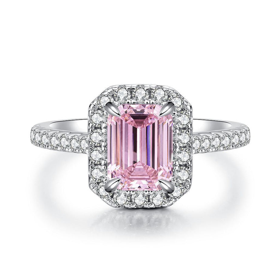 Pink Collection- Sterling Silver Engagement Ring Shine of Diamond
