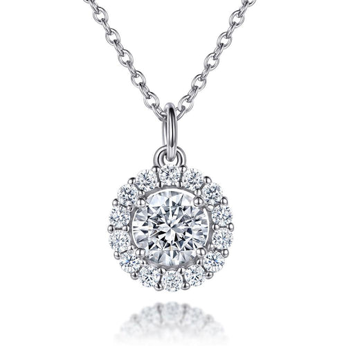 Round Cut Halo Pendant Necklace Shineofidamond