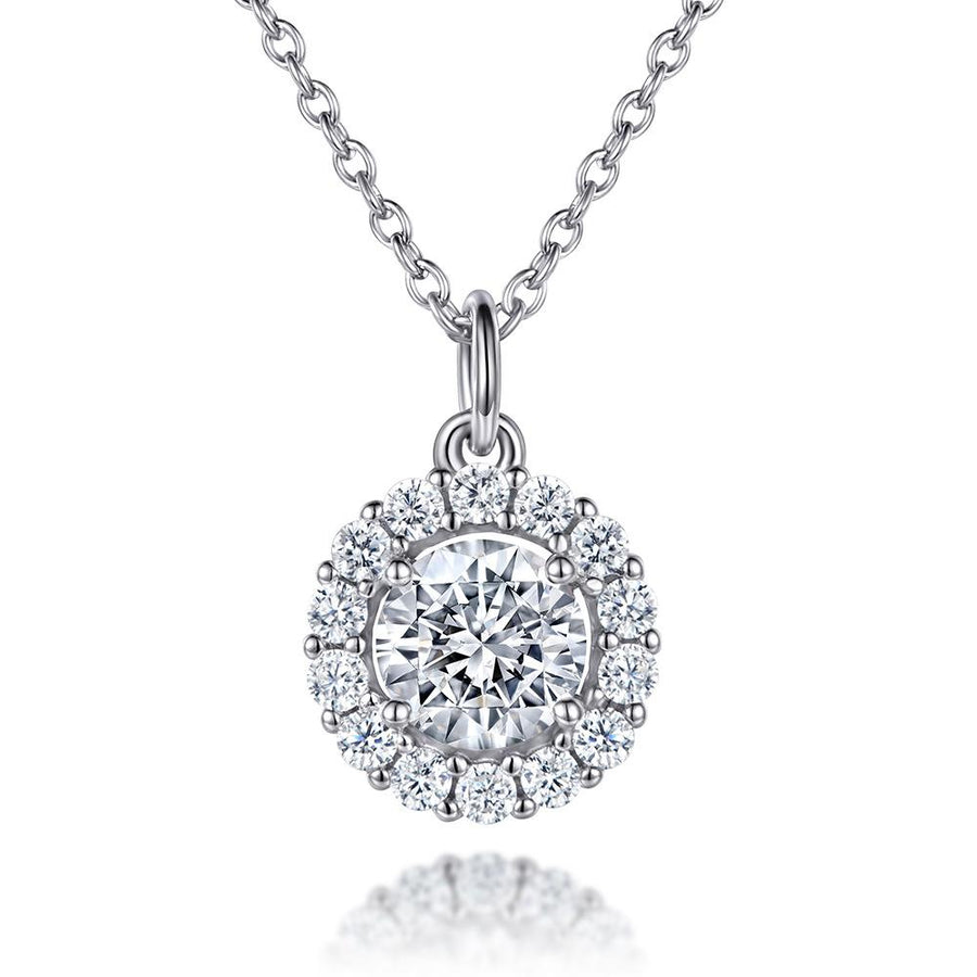 Round Cut Halo Pendant Necklace Shineofidamond