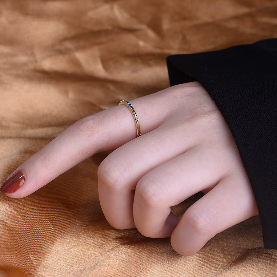 Simple Mutil-color Sterling Silver Wedding Band Juluro