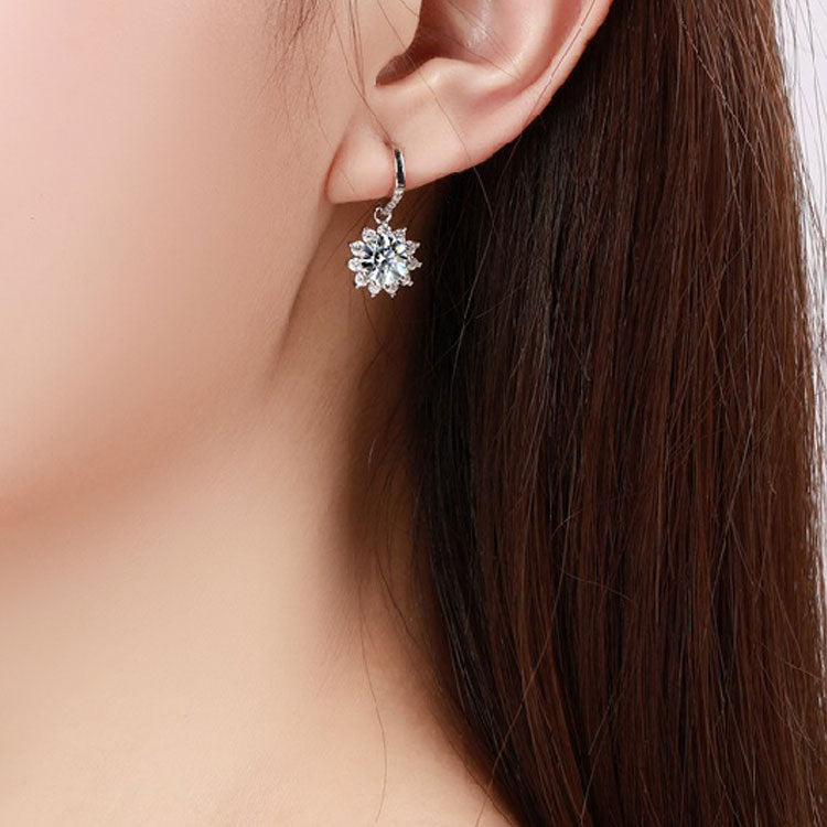 Moissanite Sterling Silver Earrings For Women shine of diamond