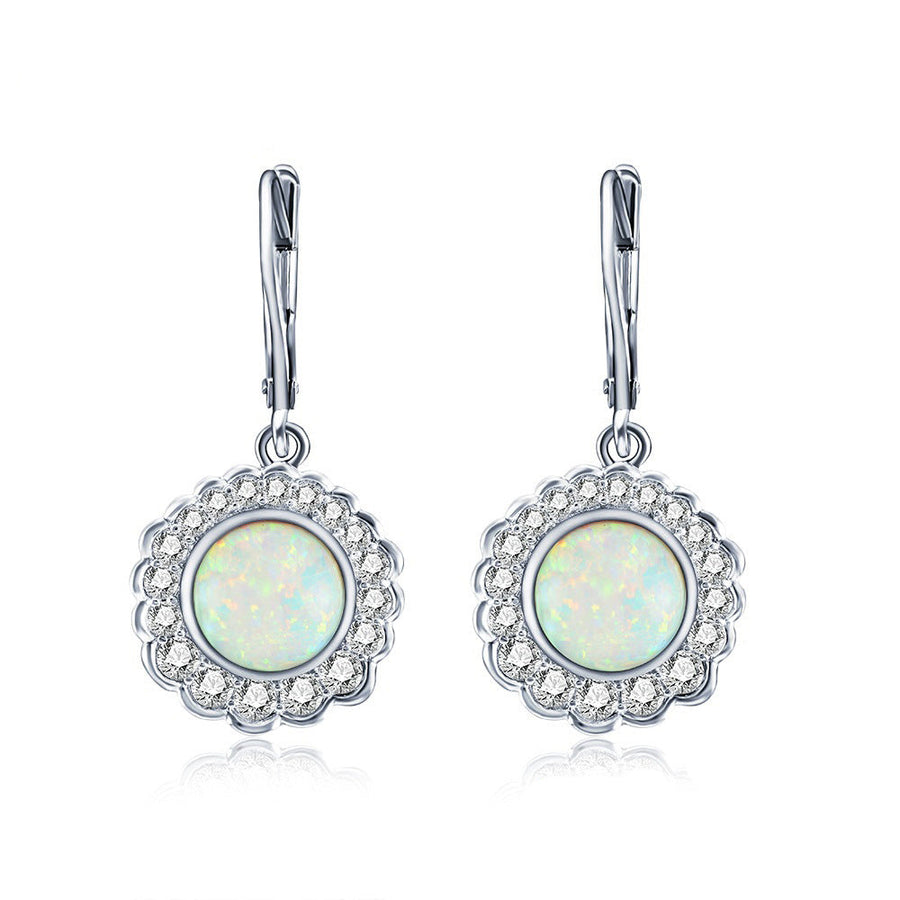 Opal Halo Sterling Silver Drop Earrings Carly Jewelry