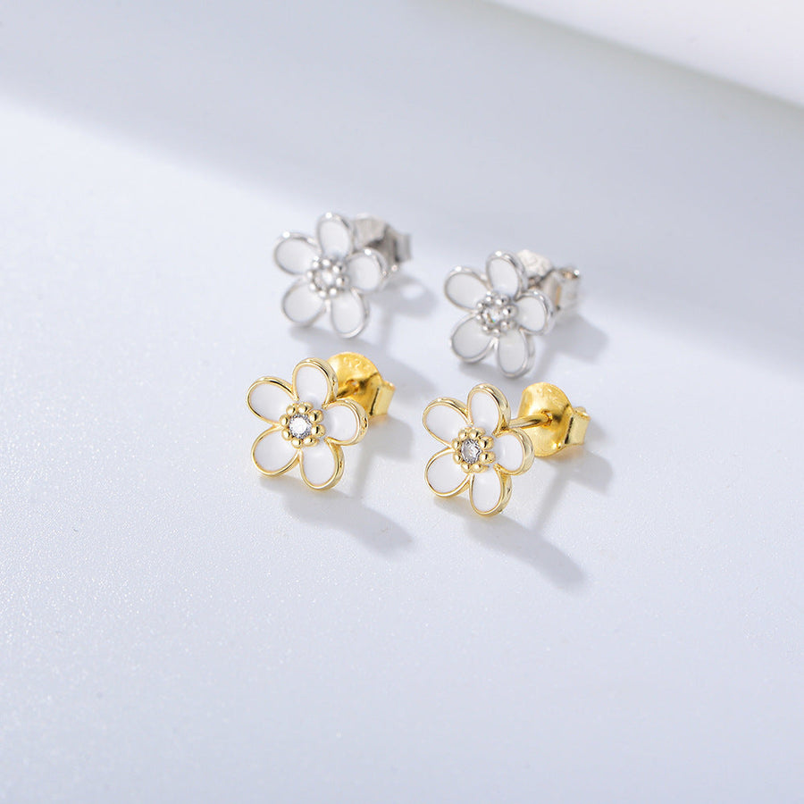 Cute Floral Sterling Silver Stud Earrings Carly Jewelry